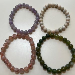 Crystal Mixed Materials Beaded Bracelets, 4 Pack